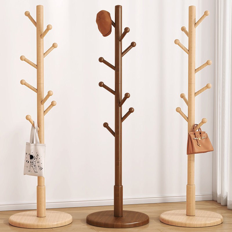 实木落地衣帽架家用客厅卧室挂包置物架